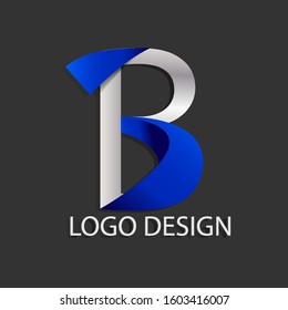 alphabet logo design with metallic silver and blue themes