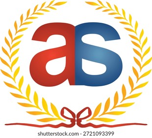 Logo-Design Alphabet, Monogramm-Logo, Lorbeer-Kranz-Logo, rote Schleife, Logo-Konzept