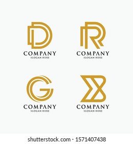 Alphabet Logo Design Template. Abstract Logotype For Business Company, sports, digital technology, social media, geometric icons set : Vector Illustration