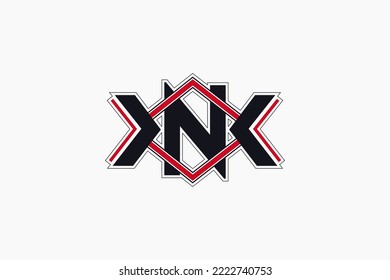 Alphabet logo icon N black and red