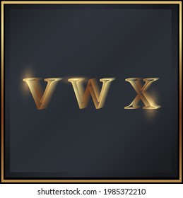 Alphabet. Logo. Initials plate. The name of the company. Typography. Golden luxury product label. Web icon banner