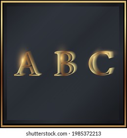 Alfabeto. Logotipo. Placa inicial. El nombre de la empresa. Tipografía. Etiqueta de producto de lujo dorado. Banner de icono web