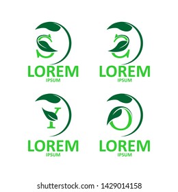 Alphabet logo with leaf Element