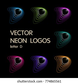 Alphabet logo letter "D". Vector graphic design elements for your company logo. Color neon icon. Business web logotype

