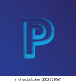 Alphabet Logo, symbol design template, P editable text effect in 3d style. Suitable for brand or business logo, P Logo design. Rounded bold font of blue gradient glow ribbon letters
