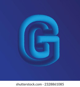 Alphabet Logo, symbol design template, G editable text effect in 3d style. Suitable for brand or business logo, G Logo design. Rounded bold font of blue gradient glow ribbon letters
