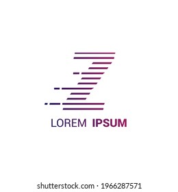 alphabet logo template with fast stripes lines purple gradient and hidden mesage for branding identity initial letter Z