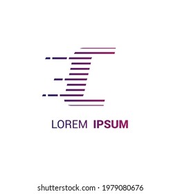 alphabet logo template with fast stripes lines purple gradient and hidden mesage for branding identity initial letter C