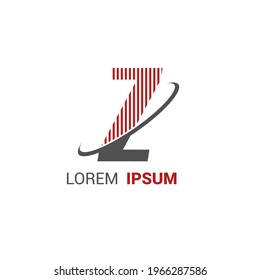 alphabet logo template with red stripes lines and swoosh orbit ring for branding identity initial letter Z
