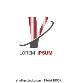 alphabet logo template with red stripes lines and swoosh orbit ring for branding identity initial letter Y