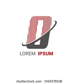 Logo-Vorlage mit roten Streifen und Swoosh-Umlaufring für die Markenidentität Anfangsbuchstabe O