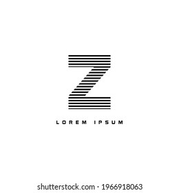 alphabet logo template with stripes lines black and white for branding identity initial letter Z