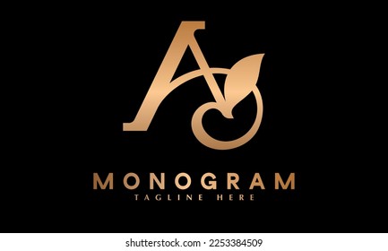 Logo de Alphabet A, plantilla de logotipo del vector del monograma abstracto de diseño de texto