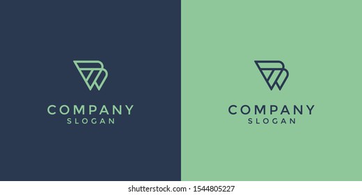 alphabet logo that combines 2 letters into one logo / symbol that is unique and original. consists of letters B and W. editable and easy to custom