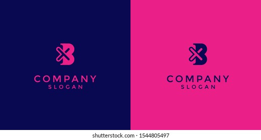 alphabet logo that combines 2 letters into one logo / symbol that is unique and original. consists of letters B and X. editable and easy to custom