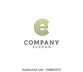alphabet logo that combines 2 letters into one logo / symbol that is unique and original. consists of letters C and E. editable and easy to custom