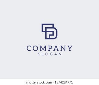 alphabet logo that combines 2 letters into one logo / symbol that is unique and original. consists of letters D and F. editable and easy to custom