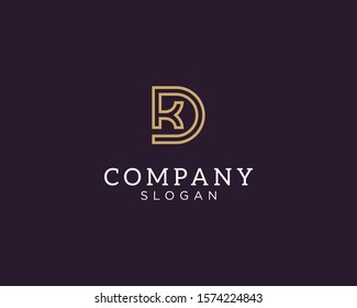 alphabet logo that combines 2 letters into one logo / symbol that is unique and original. consists of letters D and K. editable and easy to custom