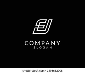 alphabet logo that combines 2 letters into one logo / symbol that is unique and original. consists of letters E and J. editable and easy to custom