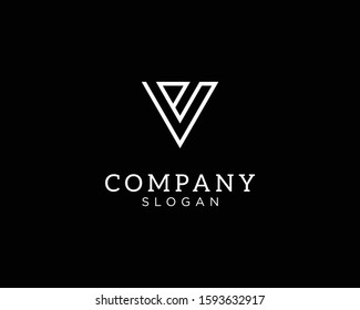 alphabet logo that combines 2 letters into one logo / symbol that is unique and original. consists of letters E and V. editable and easy to custom