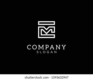 alphabet logo that combines 2 letters into one logo / symbol that is unique and original. consists of letters E and M. editable and easy to custom