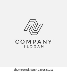 alphabet logo that combines 2 letters into one logo / symbol that is unique and original. consists of letters F and N. editable and easy to custom