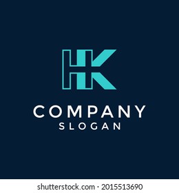 alphabet logo that combines 2 letters into one logo or symbol that is unique and original. consists of letters H and K. editable and easy to custom