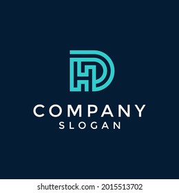 logotipo del alfabeto que combina 2 letras en un logotipo o símbolo único y original. consta de las letras H y D. editable y fácil de personalizar