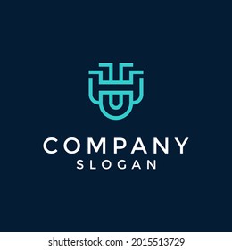 logotipo del alfabeto que combina 2 letras en un logotipo o símbolo único y original. consta de las letras H y U. editable y fácil de personalizar