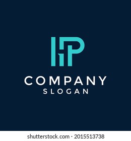 alphabet logo that combines 2 letters into one logo or symbol that is unique and original. consists of letters H and P. editable and easy to custom