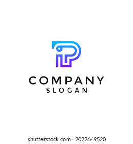 alphabet logo that combines 2 letters into one logo or symbol that is unique and original. consists of letters I and P. editable and easy to custom