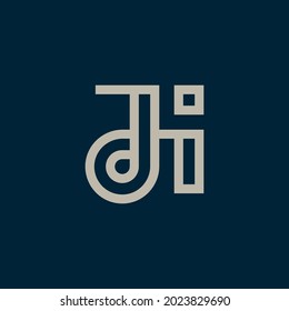 alphabet logo that combines 2 letters into one logo or symbol that is unique and original. consists of letters J and I. editable and easy to custom