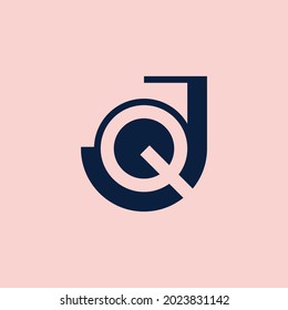 logotipo del alfabeto que combina 2 letras en un logotipo o símbolo único y original. consta de las letras J y Q. editable y fácil de personalizar