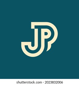 alphabet logo that combines 2 letters into one logo or symbol that is unique and original. consists of letters J and P. editable and easy to custom