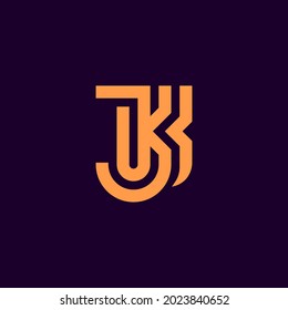 alphabet logo that combines 2 letters into one logo or symbol that is unique and original. consists of letters J and K. editable and easy to custom