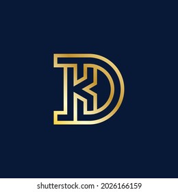 alphabet logo that combines 2 letters into one logo or symbol that is unique and original. consists of letters K and D. editable and easy to custom