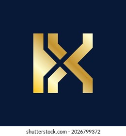 alphabet logo that combines 2 letters into one logo or symbol that is unique and original. consists of letters K and X. editable and easy to custom