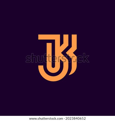 alphabet logo that combines 2 letters into one logo or symbol that is unique and original. consists of letters J and K. editable and easy to custom