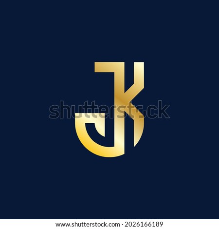 alphabet logo that combines 2 letters into one logo or symbol that is unique and original. consists of letters K and J. editable and easy to custom