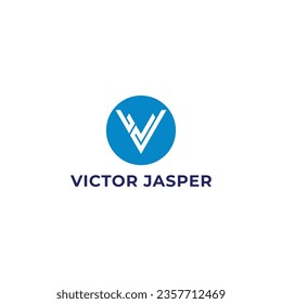 Alphabet logo that combines two letters into one logo or symbol that is unique and original. It consists of letters J and V in blue color isolated on a white background applied for Residential Logo