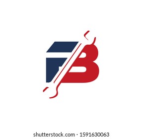 Alphabet Logo With Wrench Red Blue B