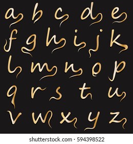 Alphabet logos in elegant golden serif script style. Modern vector typeface for labels, headlines, posters, cards etc.