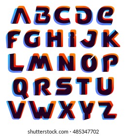 Alphabet logos formed by colorful overlay ribbon. Font style, vector element for application icon, t-shirt or card.