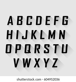 alphabet with long shadow effect, vector illustration