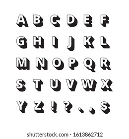 Alphabet lange Schatten. Vektorillustration mit fett formatierten Buchstaben