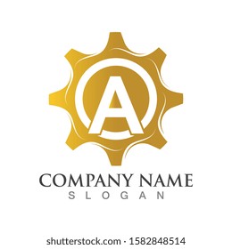 Alphabet in the loop gear logo or symbol template design