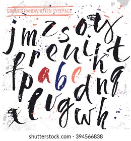 Alphabet lowercase letters. Expressive writing vector alphabet. Hand drawn letters. Letters of the alphabet written with a rulling pen brush