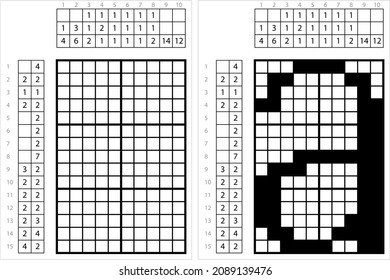 Alfabetizar una imagen de píxeles de nonograma en minúsculas, Carácter a, Letra de lenguaje Símbolos Ilustración de arte vectorial, Gridddlers de juegos de rompecabezas lógicos, Pic-A-Pix, Dibujo de imágenes por números, Picross
