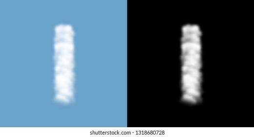 Alphabet lowercase set letter i, Cloud or smoke pattern, illustration isolated float on blue sky background, with opacity mask, vector eps 10