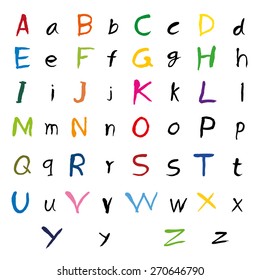  Alphabet lowercase, uppercase, numbers. Vector alphabet. Hand drawn letters. written with a soft watercolor paint brush